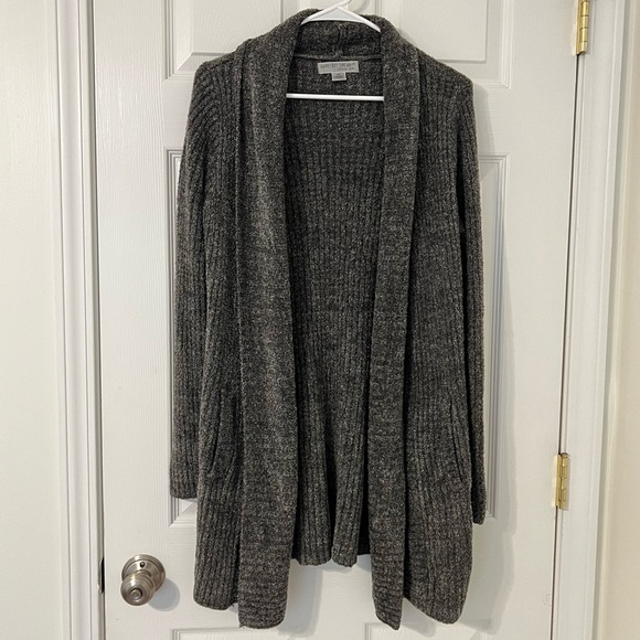Barefoot Dreams CozyChic Lite Gray Cardigan Long Size XS Open Front knit comfy - Picture 9 of 9